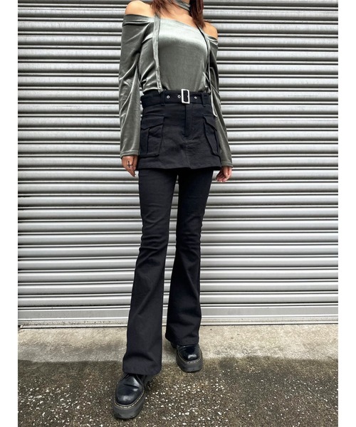 パンツ 高山直子さんコラボ/裾フリルリブニットパンツ/EiiS/133544