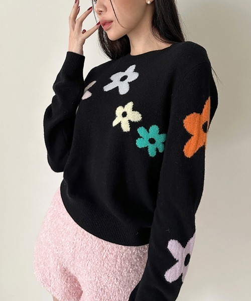 ニット セーター 花柄パステルカラーニット レディース : ZOZOTOWN