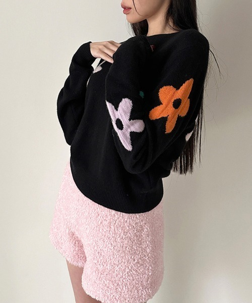 ニット セーター 花柄パステルカラーニット レディース : ZOZOTOWN