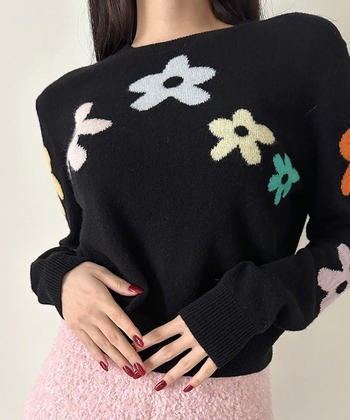 ニット セーター 花柄パステルカラーニット レディース : ZOZOTOWN