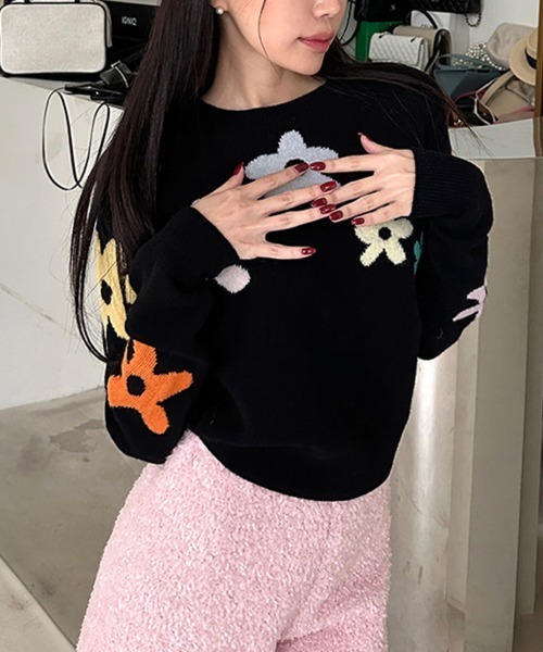 ニット セーター 花柄パステルカラーニット レディース : ZOZOTOWN