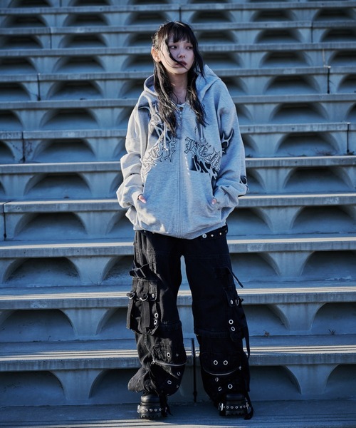 パーカー 「REFLEM/レフレム」トライバルラインストーンZIPパーカー/ジップアップパーカー レディース メンズ REFLEM パーカー 「REFLEM/レフレム」トライバルラインストーン