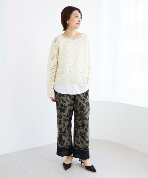 le.coeur blanc パンツ フラワーパネルプリントイージーパンツ le.coeur blanc パンツ フラワーパネルプリントイージーパンツ