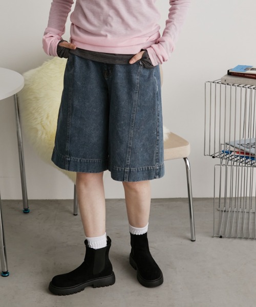 Always ハーフデニムパンツ Auntie Rosa Holiday（アンティローザホリデー） ハーフパンツ ワイド