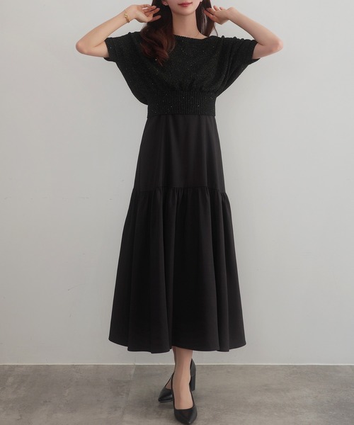 NOMAE ショートニット×キャミワンピースセット 半袖 NOMAE ワンピース ショートニット×キャミワンピースセット