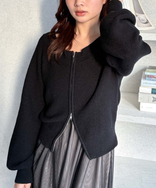 【ホワイト系その他1】【一部店舗限定】オフショルチュールリブプルオーバー rienda | 【AKB48 平田侑希さん着用】2WAYオフショルワンピース