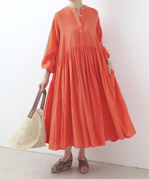 BEARDSLEY ワンピース 「FRIPIER」シフォンデニムギャザーワンピ