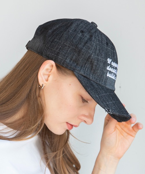 14+ キャップ 帽子 デニム刺繍キャップ レディース メンズ
