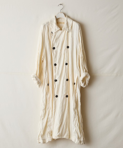【美品】suzuki takayuki　リネン100%ロング コート　スプリング suzuki takayuki スズキタカユキ trench coat [nude]