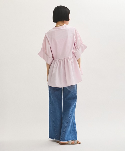 【試着のみ・タグ付き】アダムエロペ バウンスカフスプルオーバー　接触冷感 ADAM ET ROPE' tシャツ 「接触冷感」・「UVカット」バウンス
