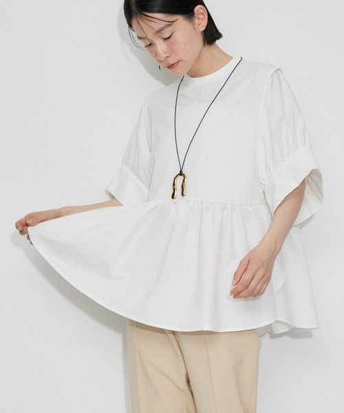 極美品　アダムエロペ　【接触冷感】・【UVカット】バウンスカフスプルオーバー ADAM ET ROPE' tシャツ 「接触冷感」・「UVカット」バウンス
