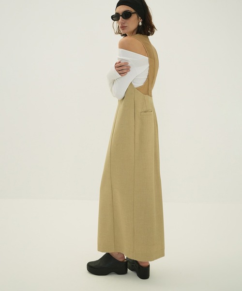CLANE ノースリーブロングワンピース ベージュ　サイズ1 CLANE（クラネ） ワンピース BACK SHEER MAXI ONEPIECE : ZOZOTOWN