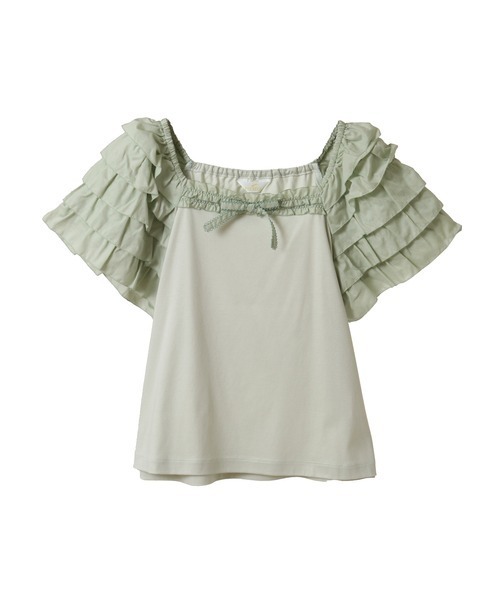 新品タグ付き！PINK HOUSE フリル付きTシャツ PINK HOUSE tシャツ ローンフリル袖使いカットソー レディース