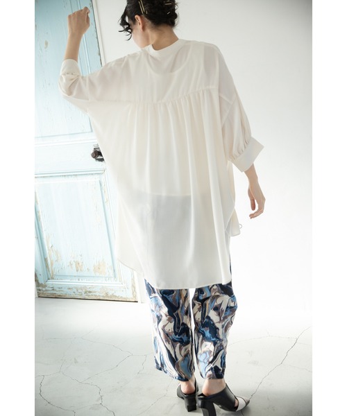 「OSMOSIS」 7分袖シャツ ONE SIZE ブラック レディース OSMOSIS 「OSMOSIS」 7分袖ブラウス ONE ブラック レディース