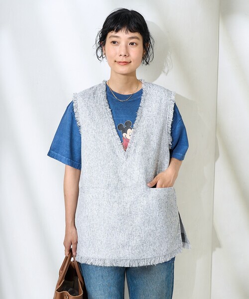 FREAK'S STORE ベスト ジレ Vネック サマーツイード調ベスト