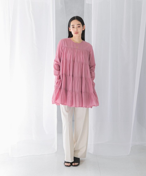 チュニック　ピンク チュニック normment COTTON VOIL TIERED TUNIC : ZOZOTOWN