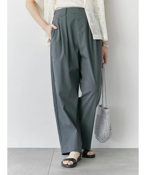 Samansa Mos2 blue パンツ ストレッチタックカーブパンツ