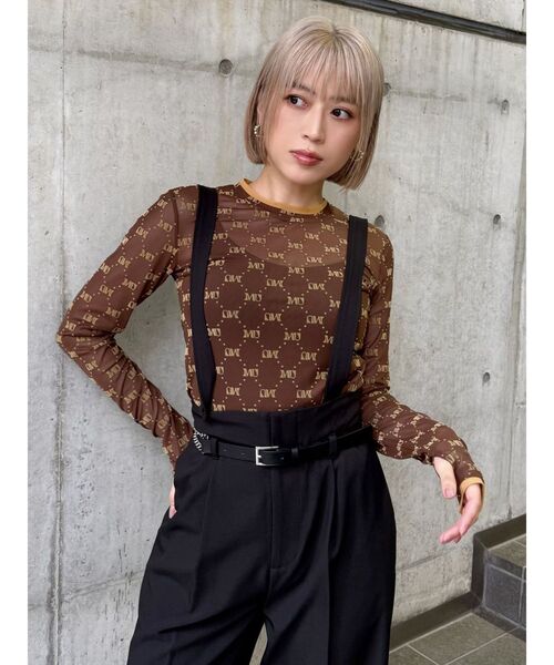 MURUA tシャツ フロッキーモノグラムシアートップス レディース