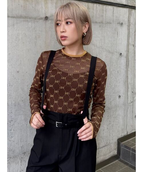 MURUA tシャツ フロッキーモノグラムシアートップス レディース