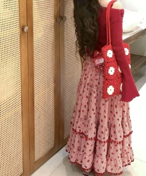 gossip!ロサンゼルス スカート 「Y2Kガーリー」いちご柄×チェック