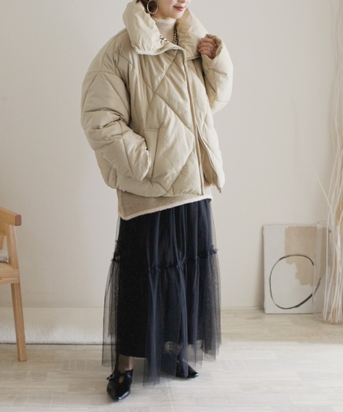 「Re:EDIT」 キルティングブルゾン MEDIUM アイボリー レディース_画像3