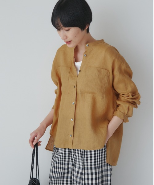 「human woman」 長袖ブラウス SMALL イエロー系その他 レディース