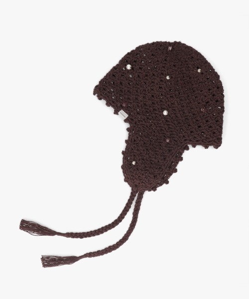 Perverze Scalloped Crochet Headdressニット帽 override（オーバーライド） ニット帽 ニットキャップ REC BEADS