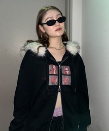 JEANASIS（ジーナシス） パーカー 「25quee」カコウプリントZIP