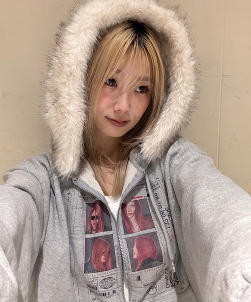 JEANASIS パーカー 「25quee」カコウプリントZIPパーカー/580779