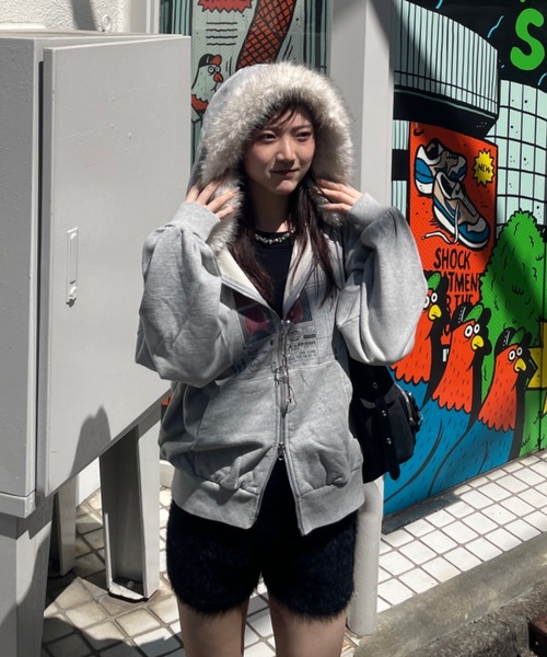 JEANASIS パーカー 「25quee」カコウプリントZIPパーカー/580779
