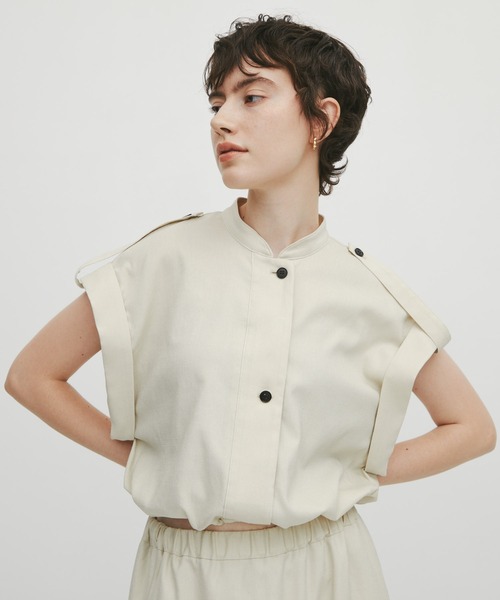 ブラウス シャツ 「THE TOKYO/ザトウキョウ」Stand Collar Weist Gather Blouse/スタンドカラーウエストギャザー