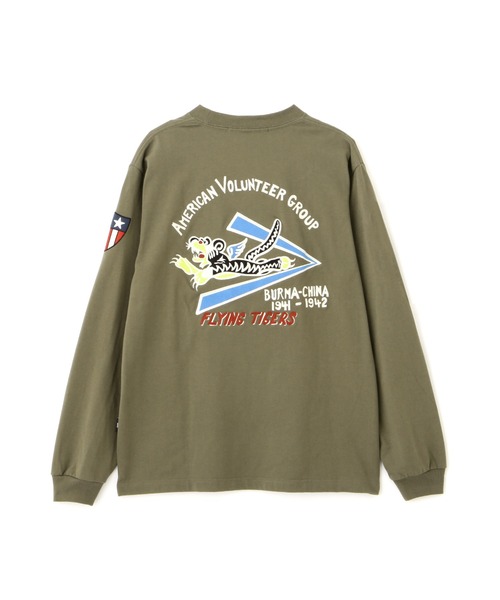 AVIREX tシャツ EMB FLYING TIGER L/S T-SHIRT / フライング