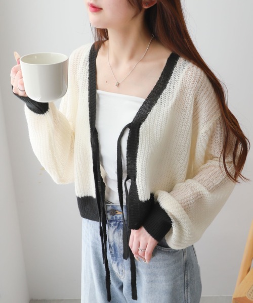 WEGO（ウィゴー） カーディガン WEGO/モヘアタッチ2WAYリボンカーデ