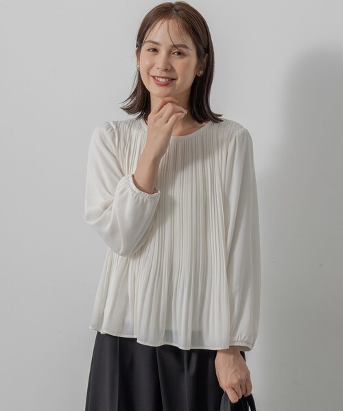 組曲（KUMIKYOKU） ブラウス シャツ ジョーゼットシフォンプリーツ