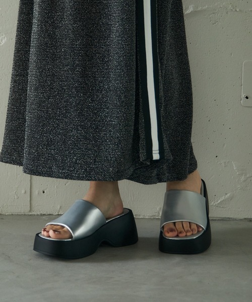 「SETUP7」 フラットサンダル 24cm ブラック レディース_画像5