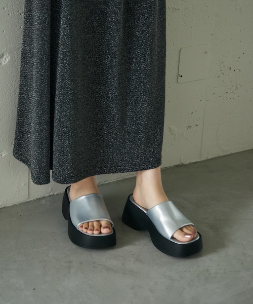 「SETUP7」 フラットサンダル 24cm ブラック レディース_画像6