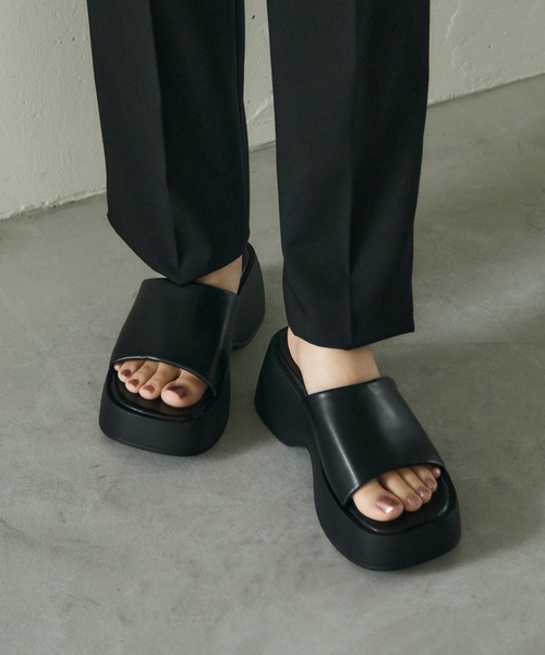 「SETUP7」 フラットサンダル 24cm ブラック レディース_画像9