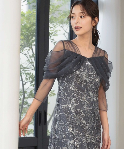 GIRL DRESS FOR NOW ドレス チュール ドレープ スパンコール ドレス