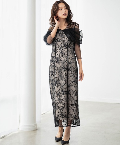 チュールドレープ スパンコール パーティードレス オケージョンドレス GIRL DRESS FOR NOW ドレス チュール ドレープ スパンコール ドレス