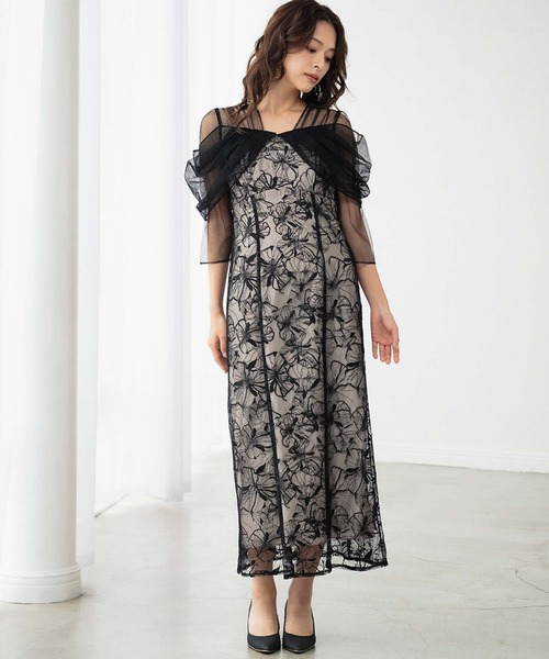 チュールドレープ スパンコール ドレス 結婚式 オケージョンドレス GIRL DRESS FOR NOW ドレス チュール ドレープ スパンコール ドレス