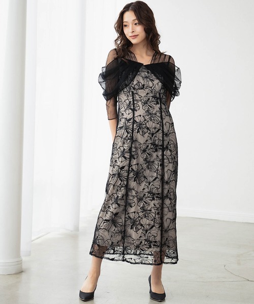 GIRL DRESS FOR NOW ドレス チュール ドレープ スパンコール ドレス