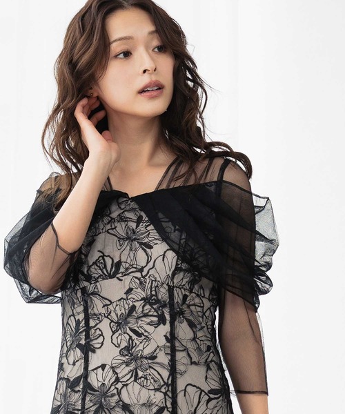 GIRL DRESS FOR NOW ドレス チュール ドレープ スパンコール ドレス