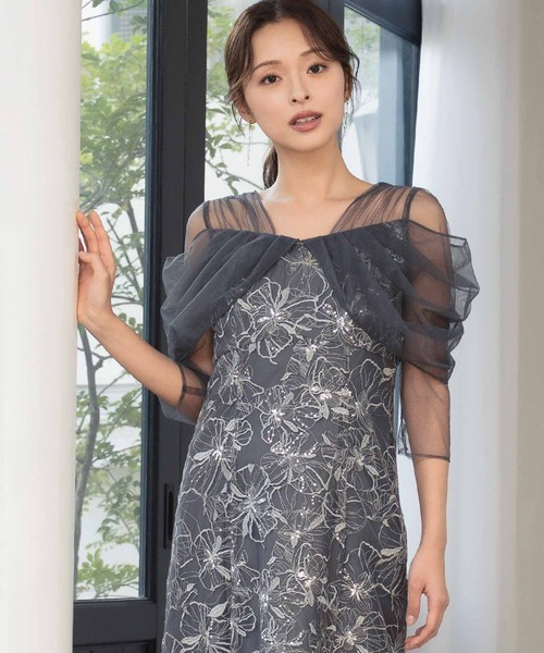 GIRL DRESS FOR NOW ドレス チュール ドレープ スパンコール ドレス