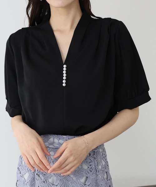 「BLUEEAST」 半袖ブラウス MEDIUM ブラック レディース_画像4