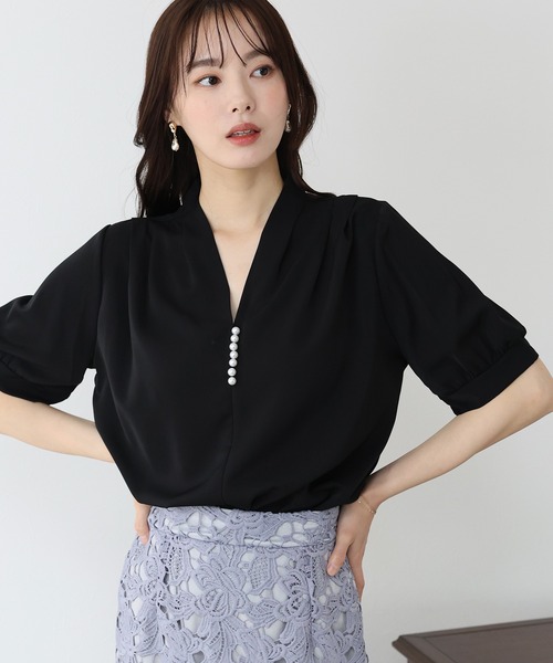 「BLUEEAST」 半袖ブラウス MEDIUM ブラック レディース_画像5