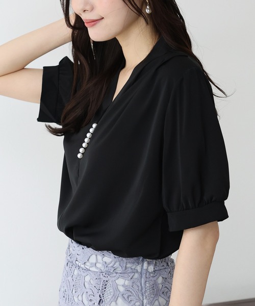 「BLUEEAST」 半袖ブラウス MEDIUM ブラック レディース_画像8