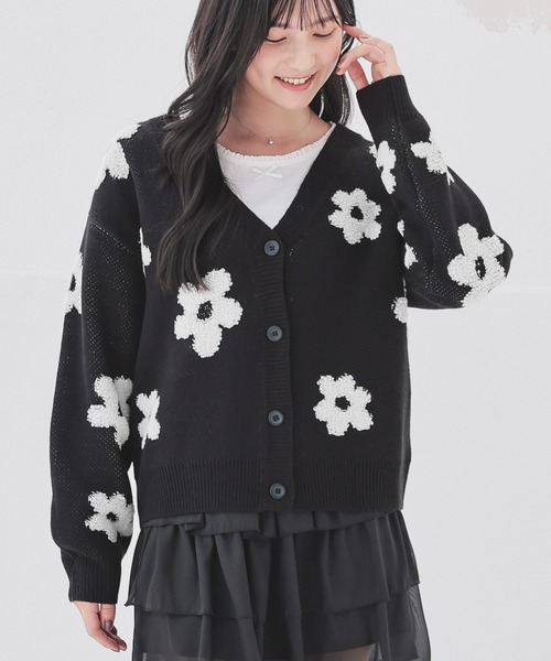 Honeys（ハニーズ） カーディガン 総柄Vネックカーディガン