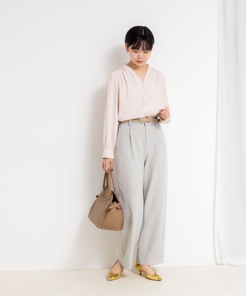 ノーリーズ【NOLLEY'S sophi】ジョーゼットパイピングVネックブラウス ノーリーズソフィー NOLLEY'S sophi バックサテンジョーゼットVネック