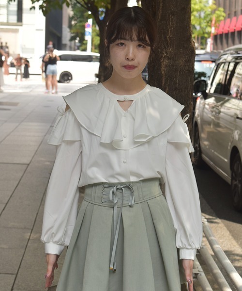 axes femme（アクシーズ ファム） ブラウス シャツ 肩開きチョーカー風