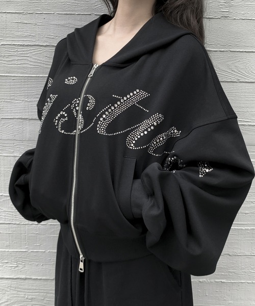VEILA パーカー ラインストーンジップパーカー レディース : ZOZOTOWN